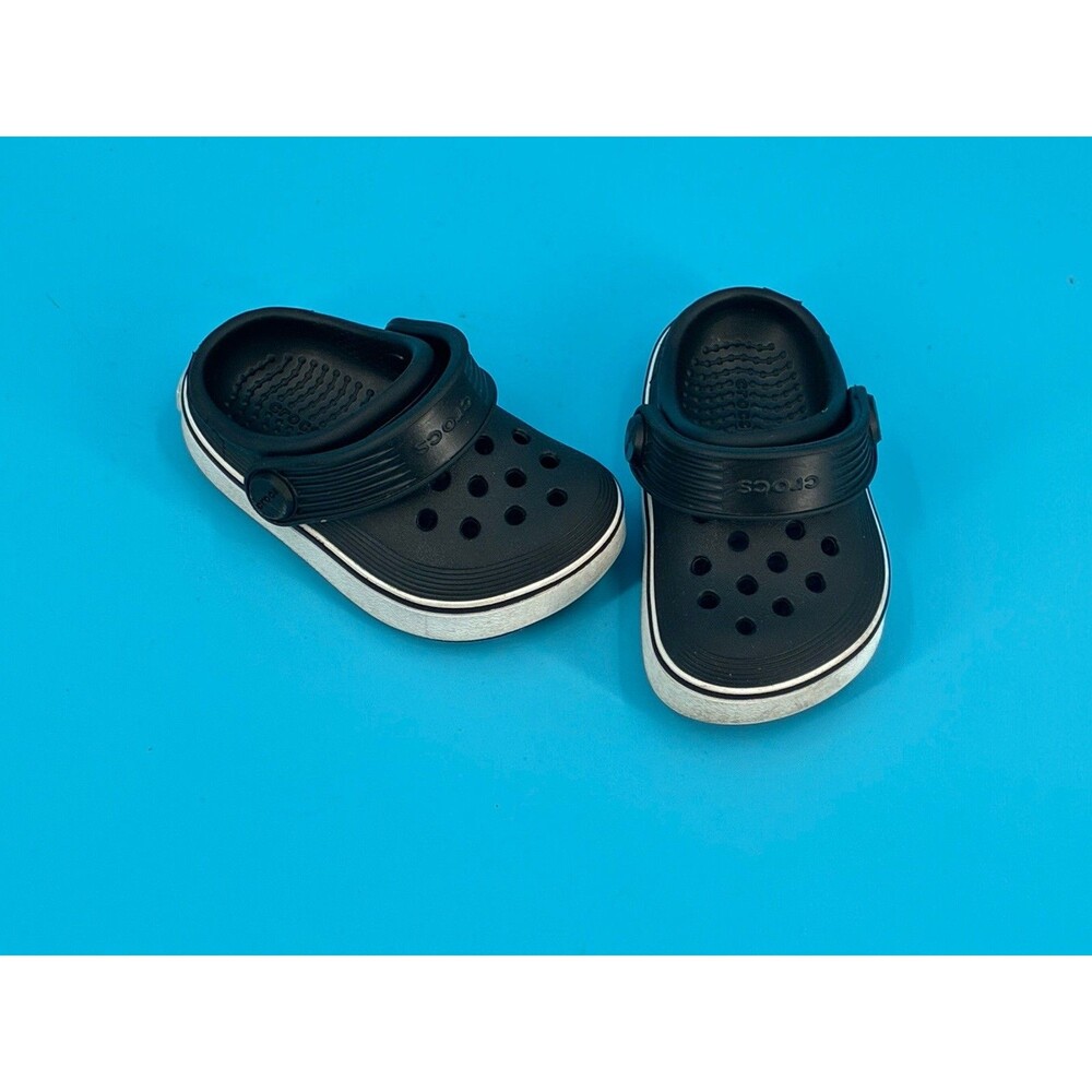 Crocs Crocband Clogs Toddler C4 Black White Classic Slip On Shoes